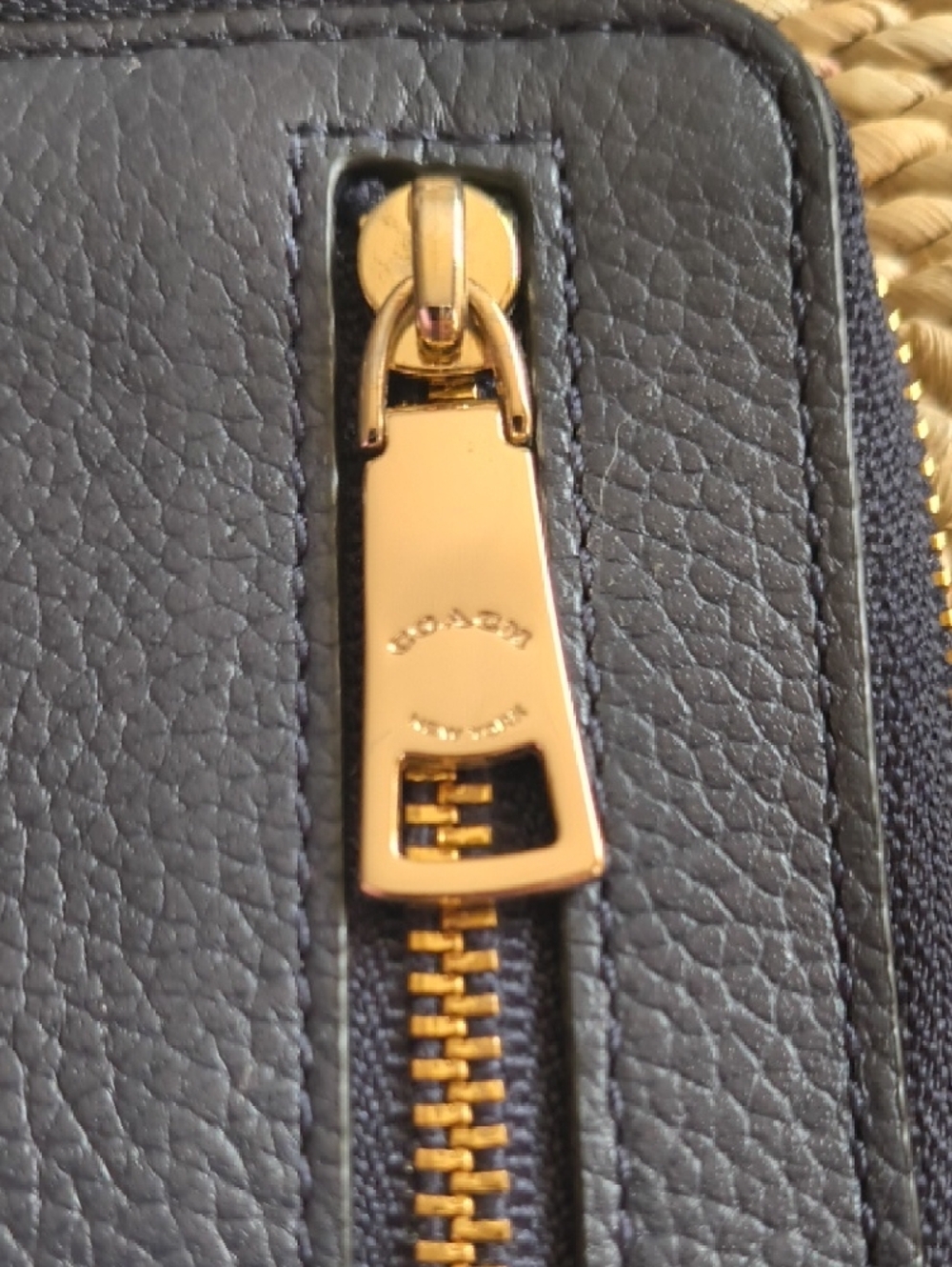 Coach Navy Blue Leather Wristlet (LARGE SIZE) with Gold Hardware Coach New York - Picture 8 of 12